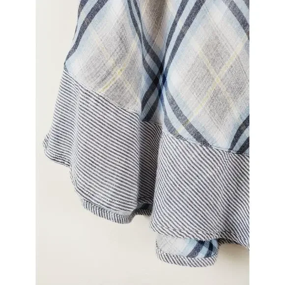 Cloth Womens & Stone Small Top‎ Sleeveless Tank Blue Plaid Halter Ruffles Tencel - Picture 3 of 11